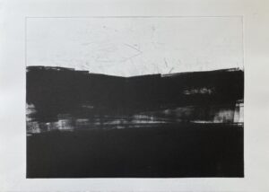 Monotypi, 1/1,sort/hvid, udført 2023, titel