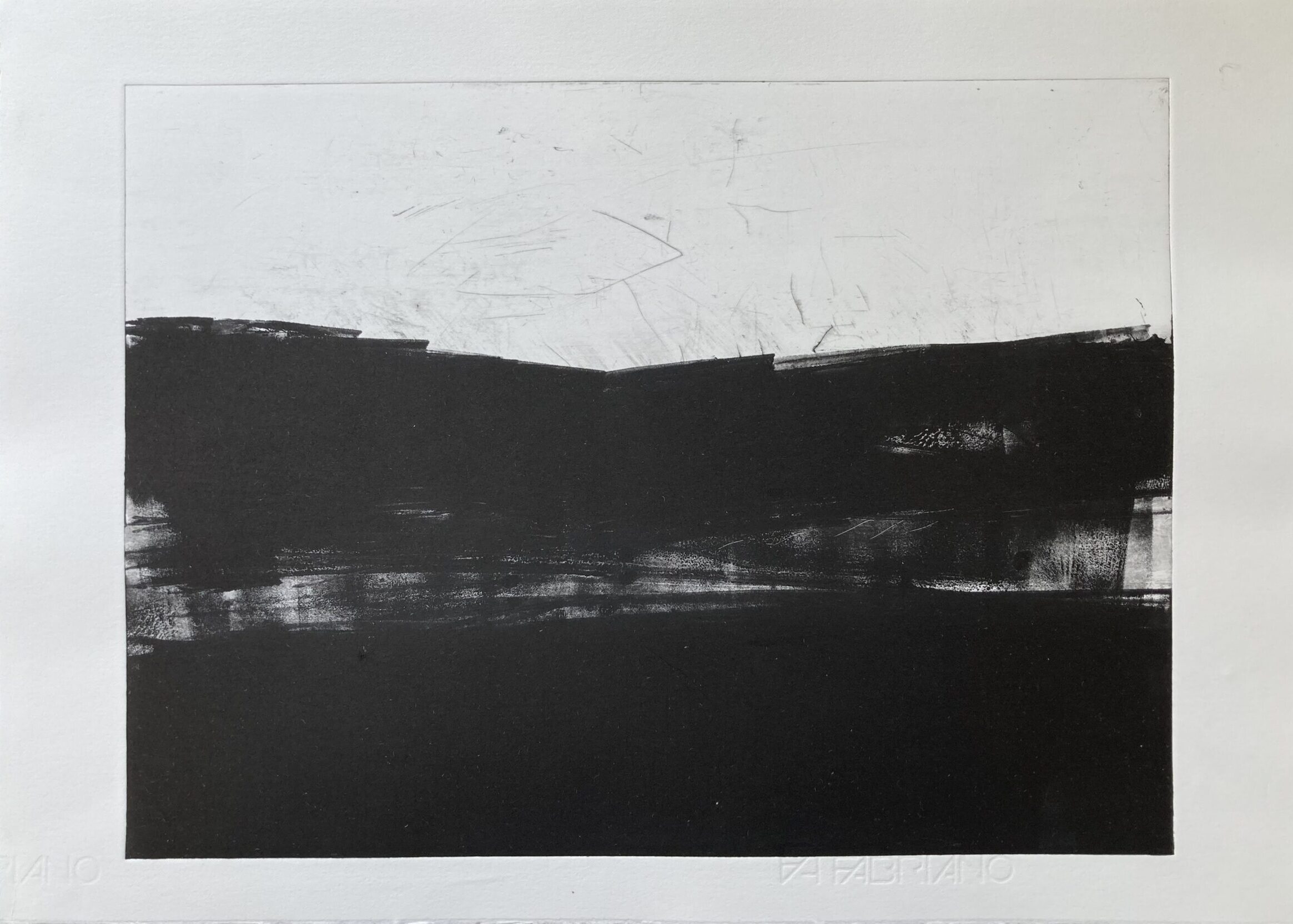 Monotypi, 1/1,sort/hvid, udført 2023, titel